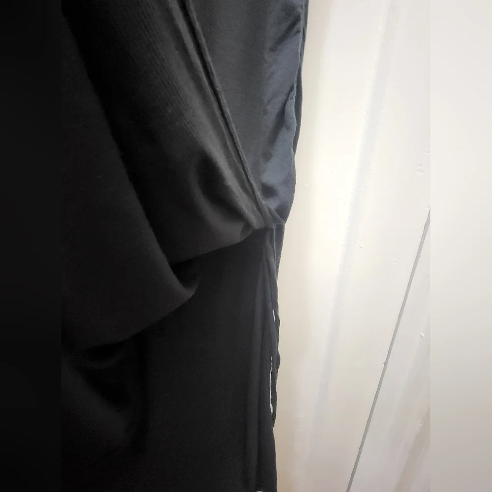 J. Crew Black Ruched Midi Dress